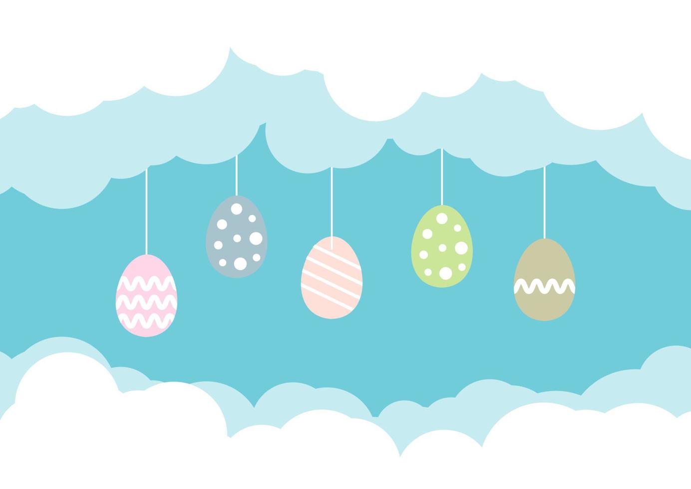 easter egg background with cloud border vector