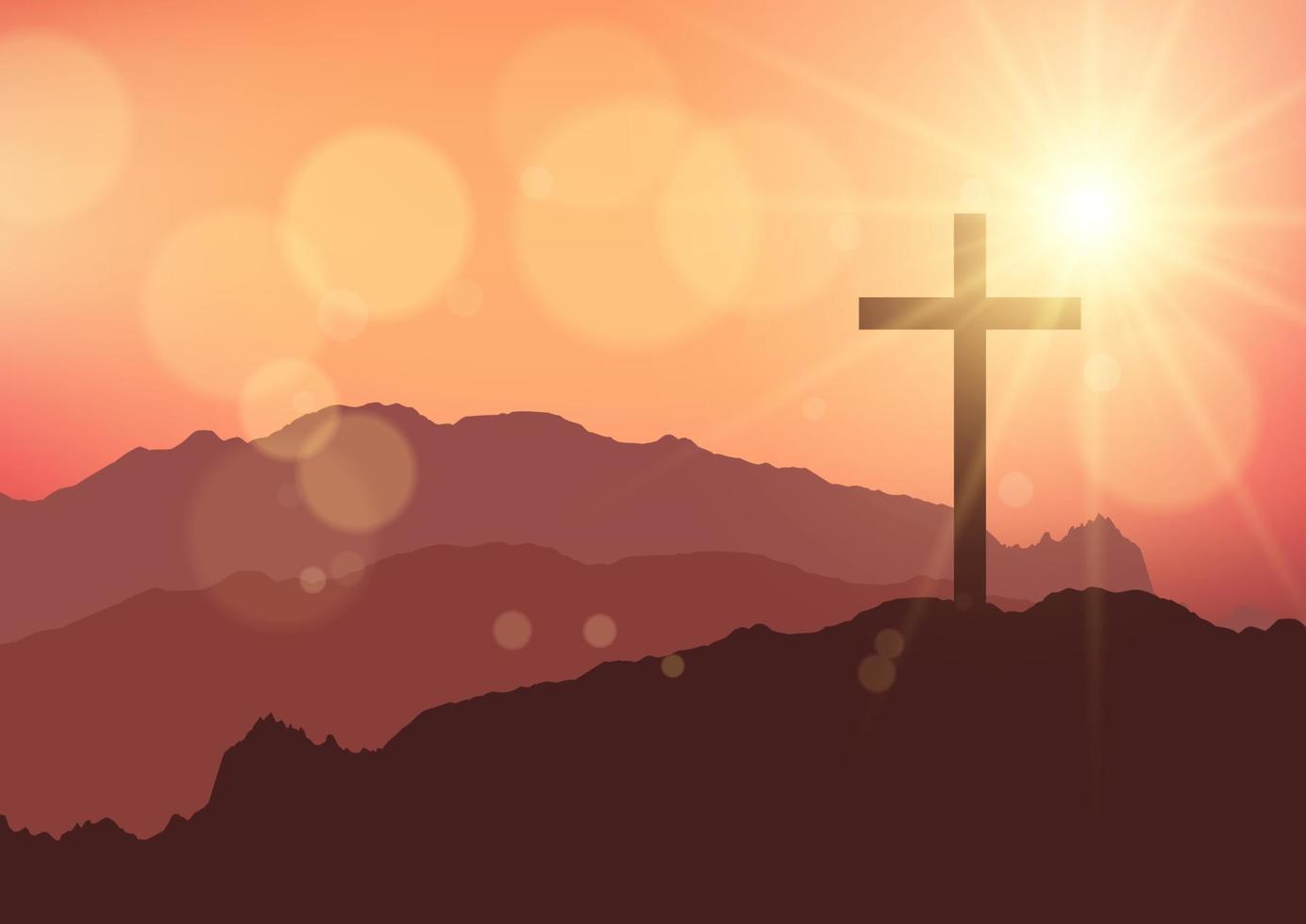 He is risen background with sunset landscape vector