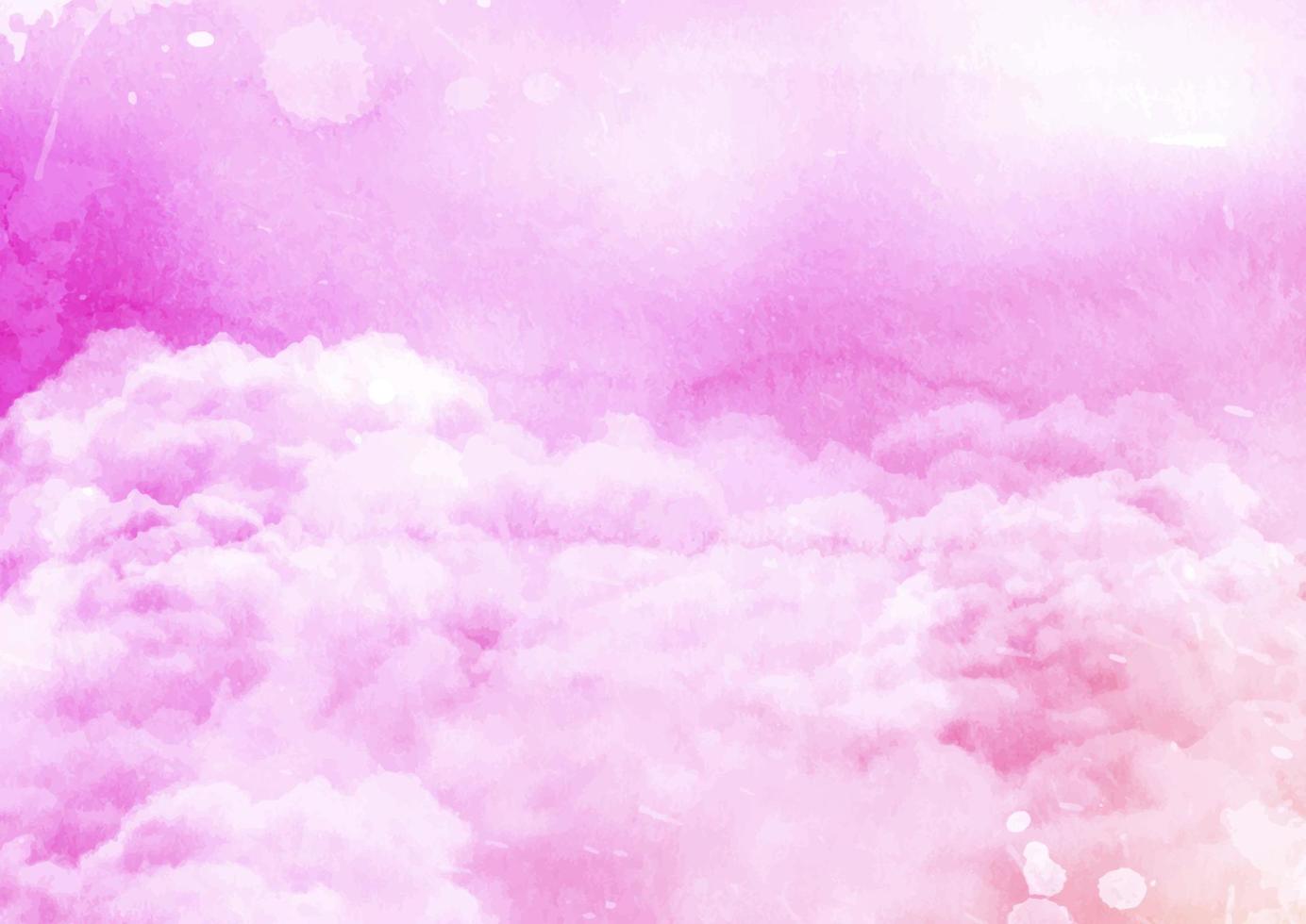 Watercolour style sugar cotton candy clouds background vector