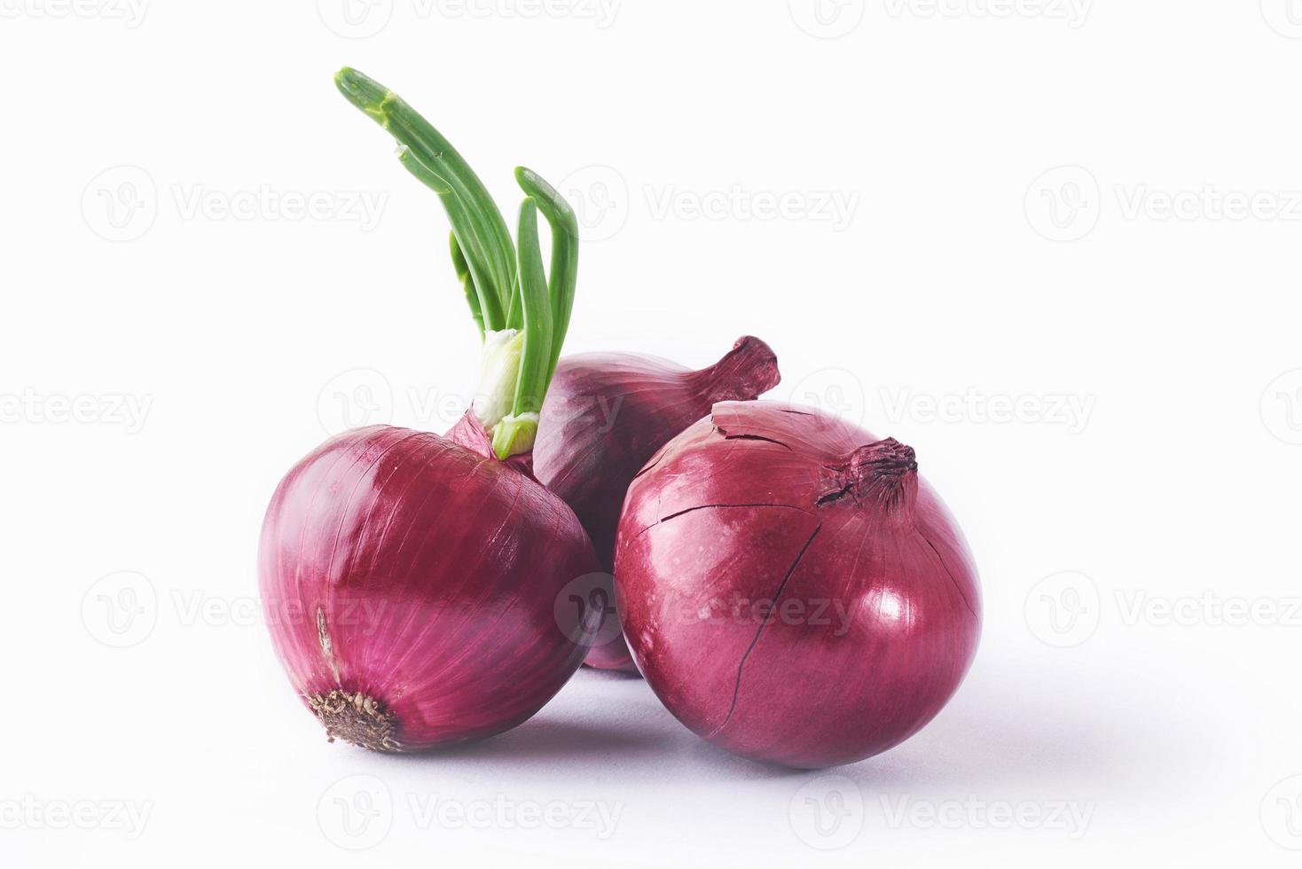 cebolla roja entera, aislada de fondo blanco foto