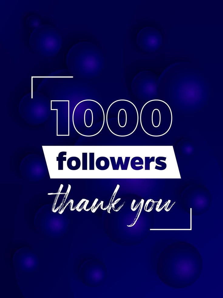 1000 seguidores, banner azul para redes sociales vector