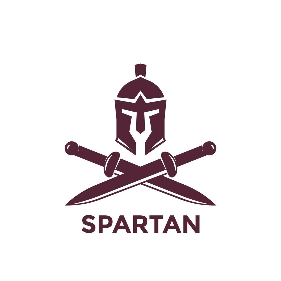 Spartan vector logo template with helmet and swords