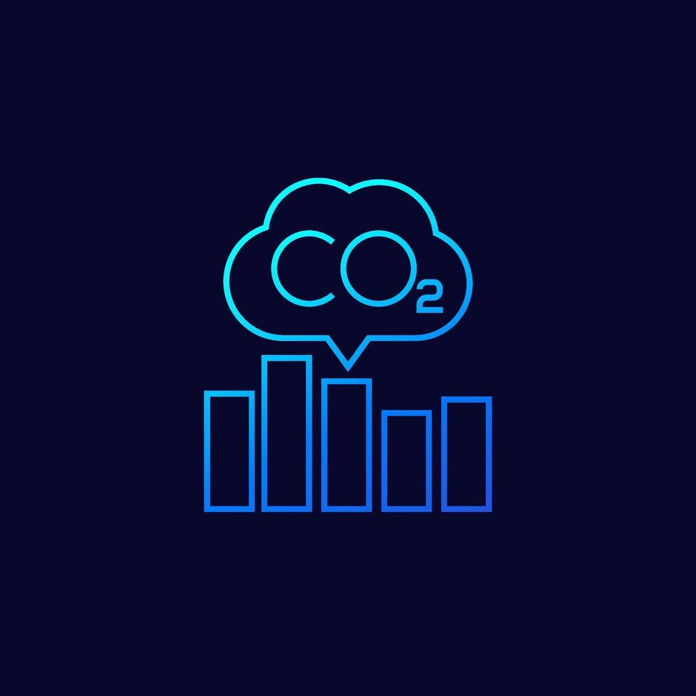 co2, icono de línea de niveles de emisiones de carbono vector