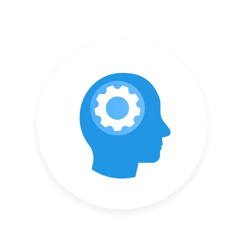gear in head icon, vector pictogram