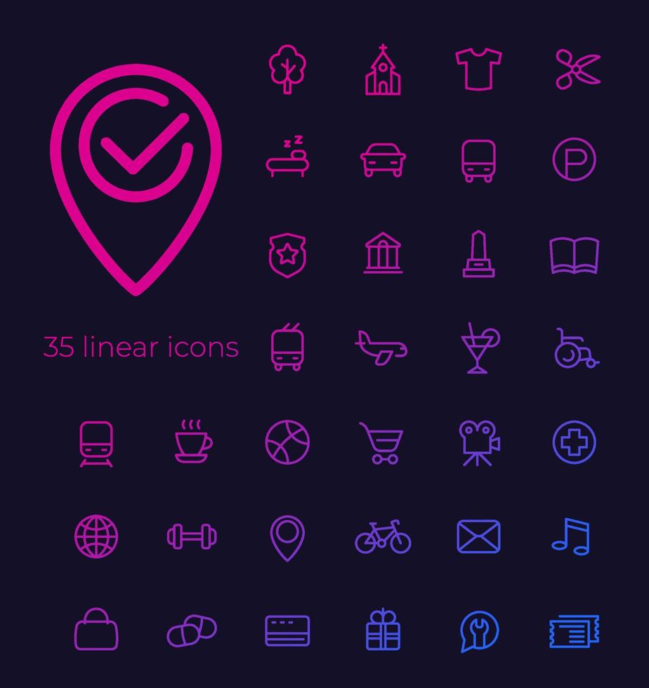 iconos vectoriales de línea para aplicaciones y web vector