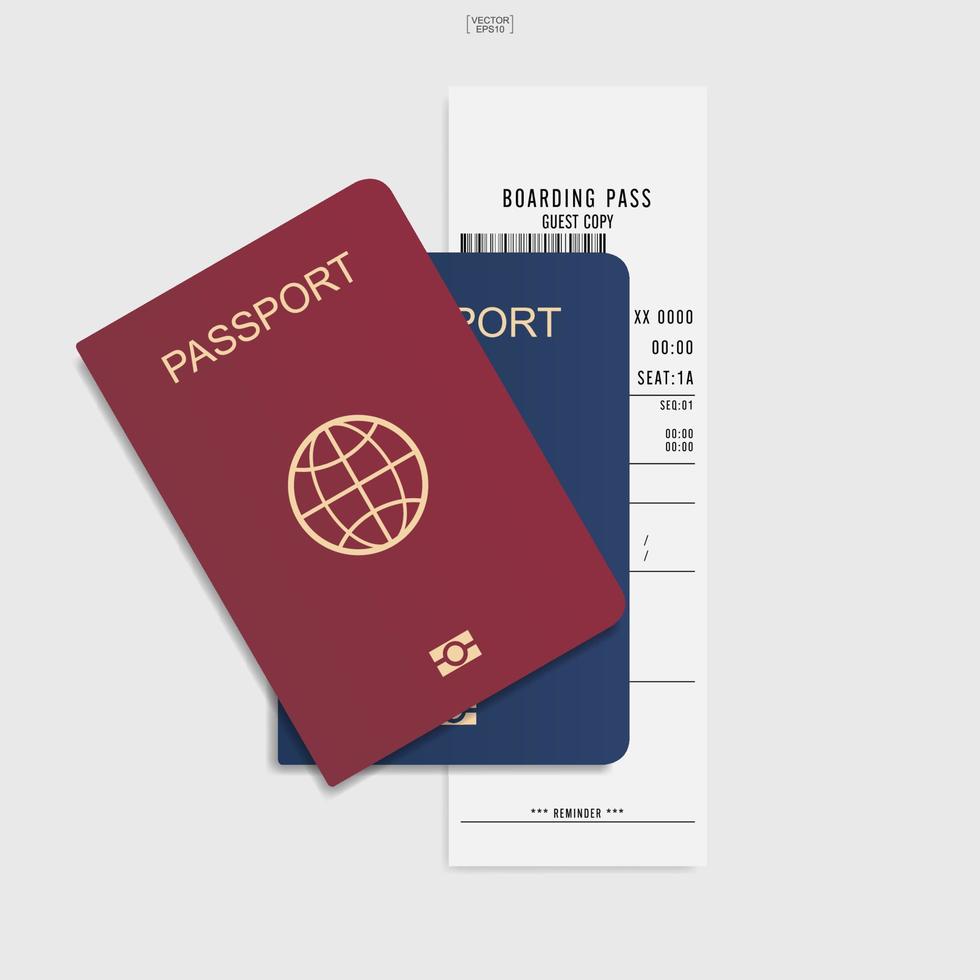 Passport and boarding pass ticket on white background. Vector. vector