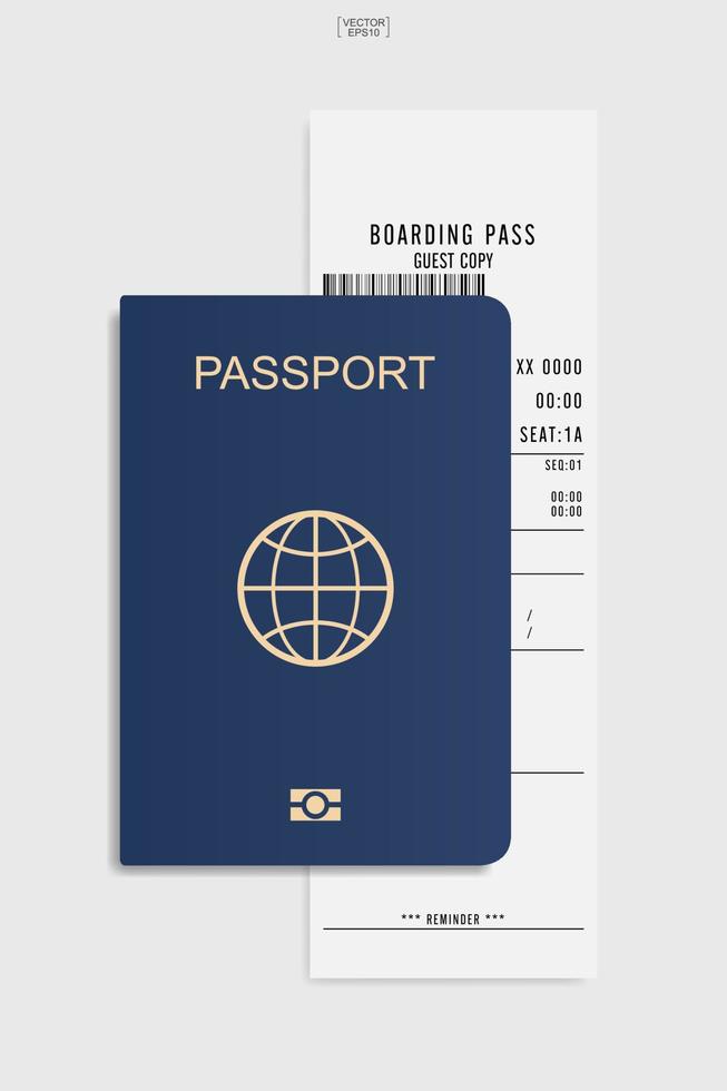 pasaporte y boleto de embarque sobre fondo blanco. vector. vector