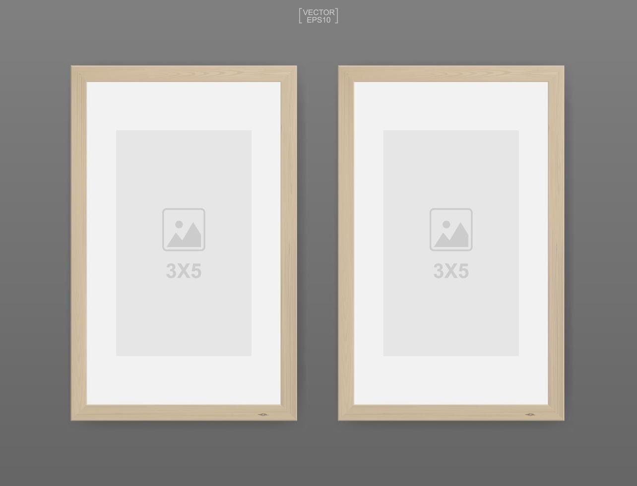 marco de fotos de madera o marco de fotos sobre fondo gris. para decoración y diseño de interiores. vector. vector