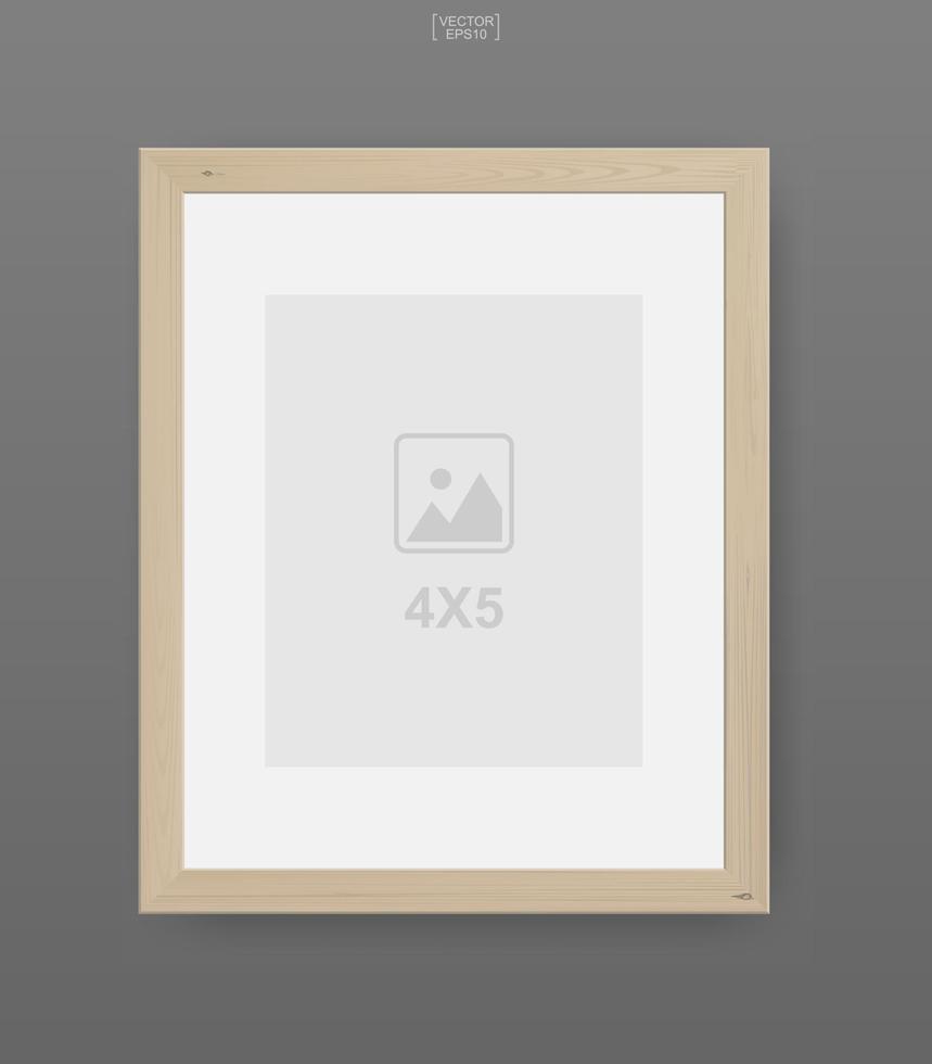 marco de fotos de madera o marco de fotos sobre fondo gris. para decoración y diseño de interiores. vector. vector