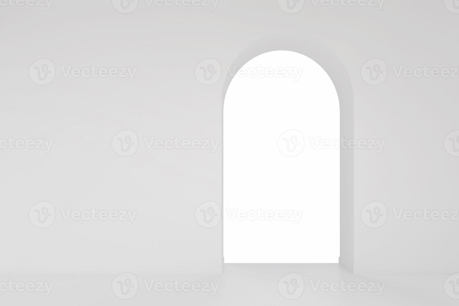 White arch curve hallway corridor with soft shadow. Abstract white door design concept. photo
