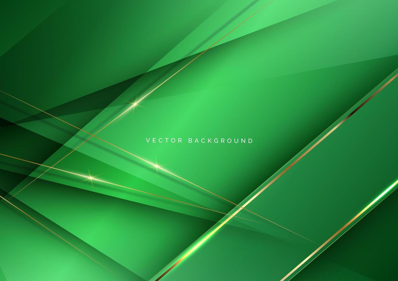 Abstract luxury green elegant geometric diagonal overlay layer background with golden lines. vector