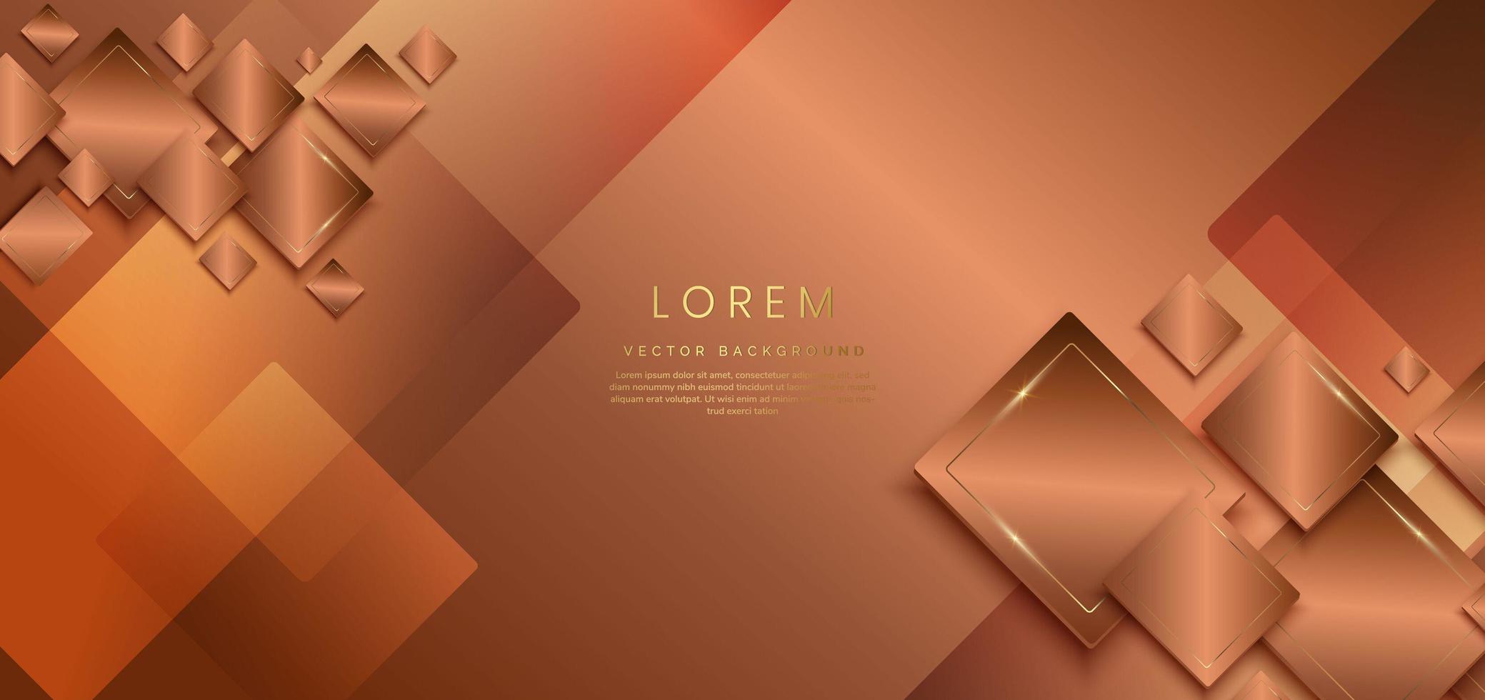 Abstract luxury background brown squares overlapping and gold elegant squares lines. vector