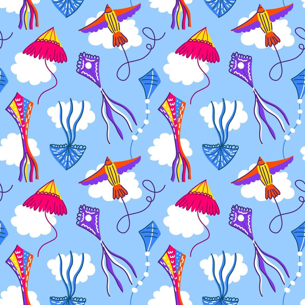 Flying kites in the sky seamless file vector