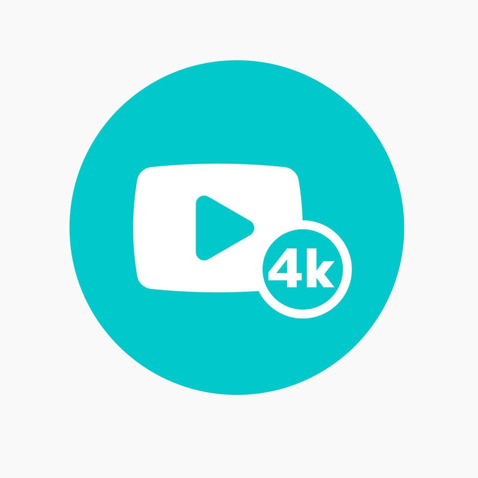 4K video content icon, button vector