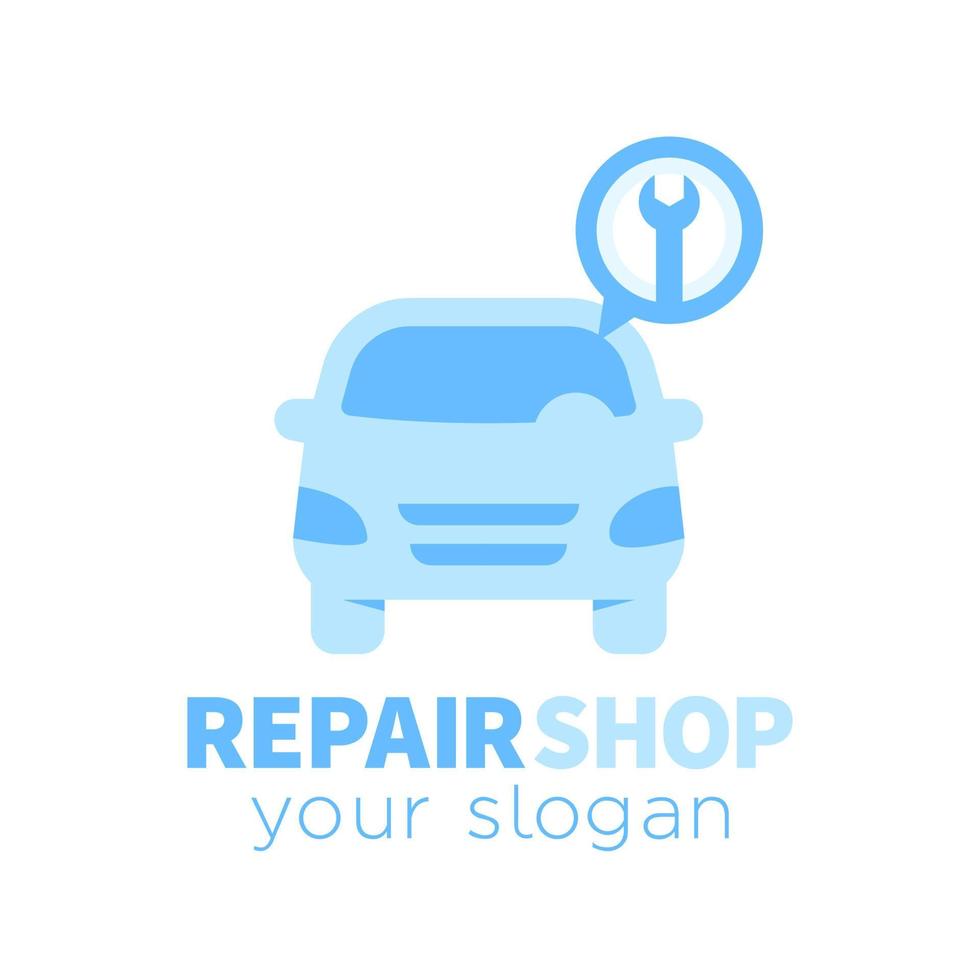 Car service, repair shop logo element, blue on white vector