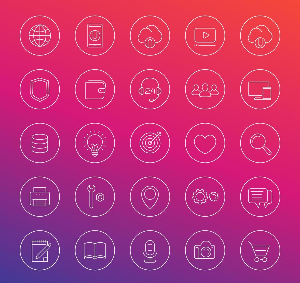 Thin line web icons in circles vector