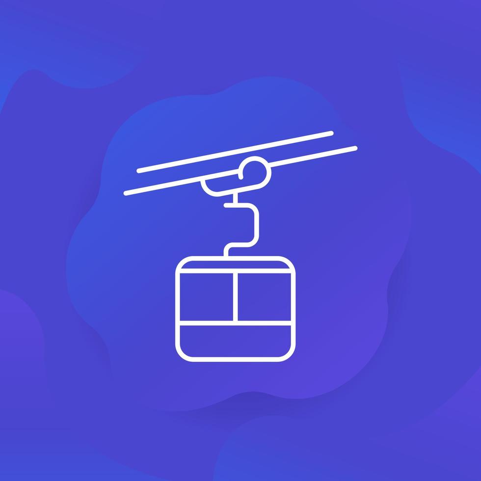 funicular, cable car line vector icon