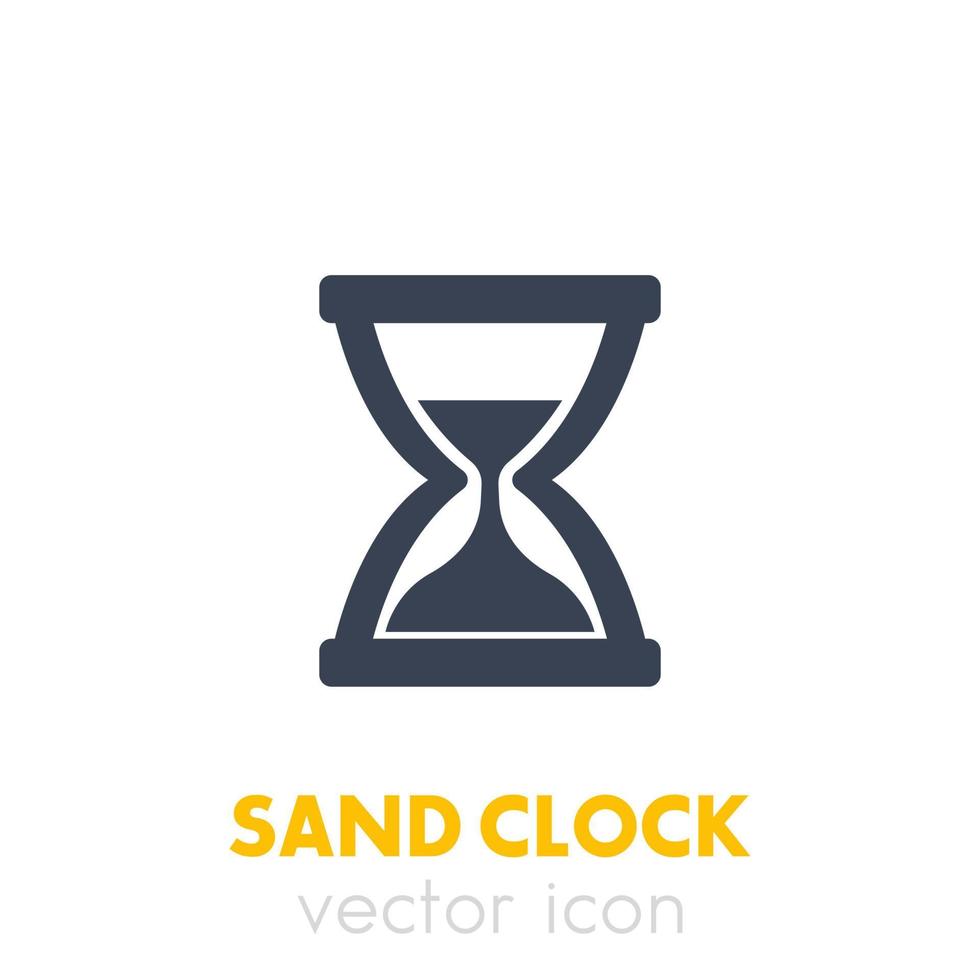 icono de reloj de arena en blanco vector