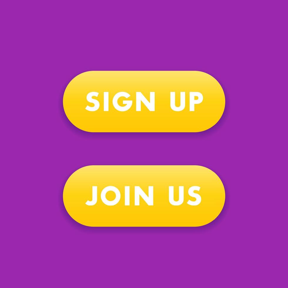 sign up, join us vector buttons
