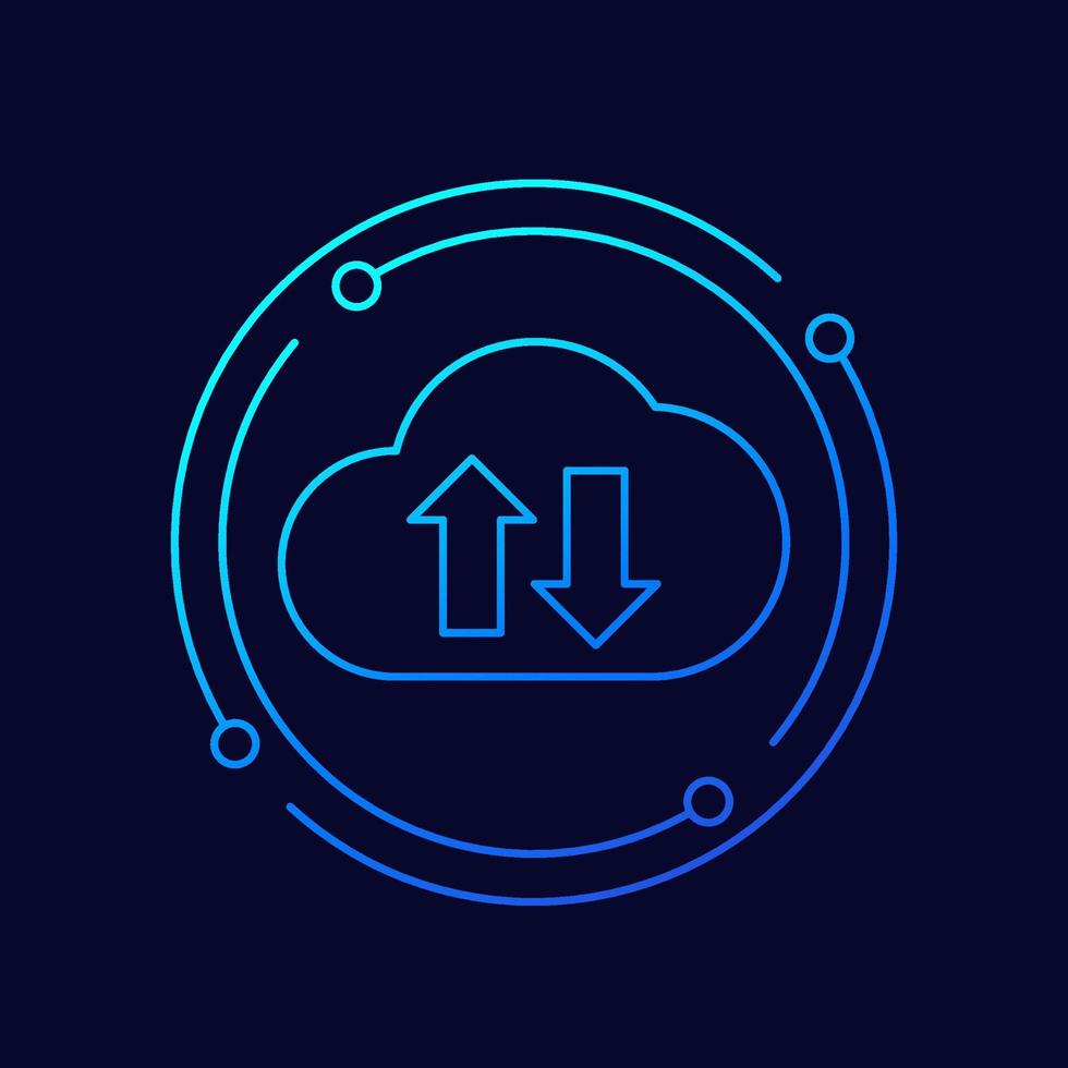sync with cloud line icon for web vector