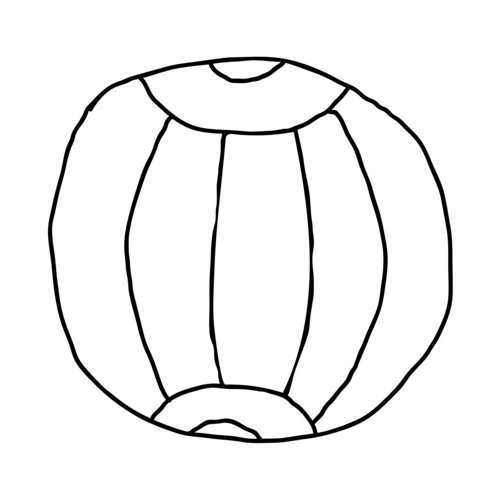 Cartoon doodle linear beach ball isolated on white background. vector