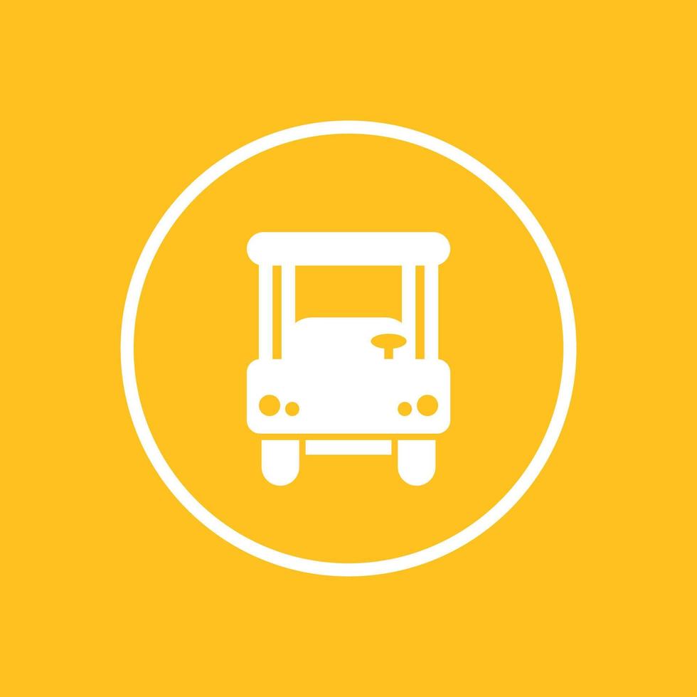 Golf cart icon in circle, golf car front view vector