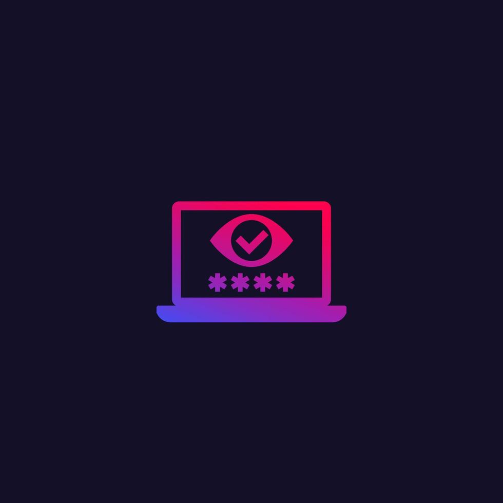 Parental control, vector icon with eye and password on screen