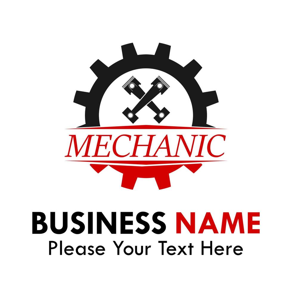 ilustración de plantilla de diseño de logotipo mecánico. hay engranaje y pistón. adecuado para automoción, aplicación, sitio web, red, fábrica, industria, etc. vector