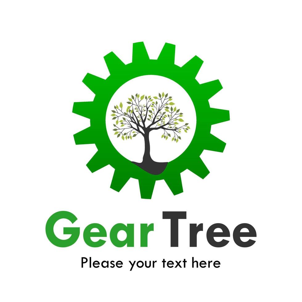 Gear tree logo design template illustration. there are gear and tree.suitable for technology, nature, label, brand, app, education, automotive etc vector