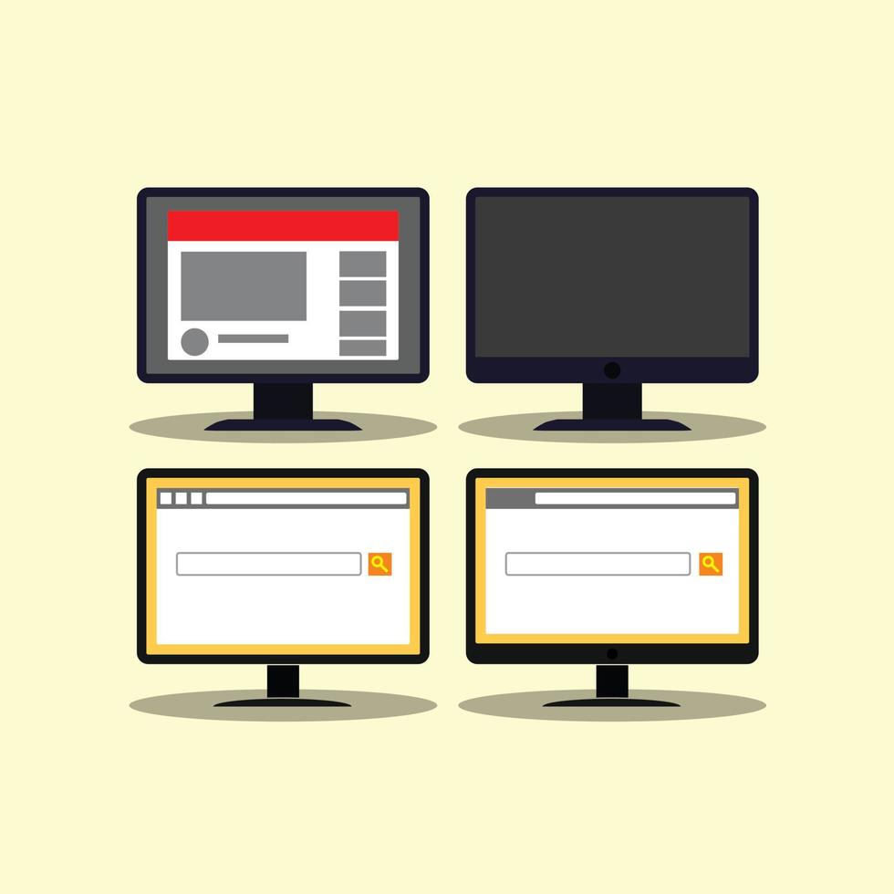 set of monitor vector isolated backgrounds.