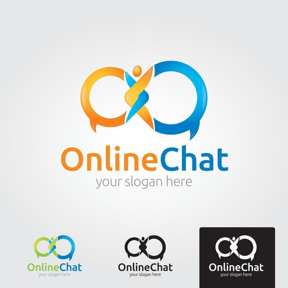 Minimal online chat logo template - vector