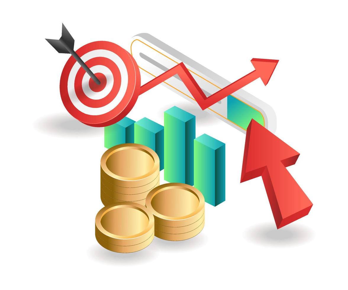 Flat isometric illustration concept. Pay per click online business vector