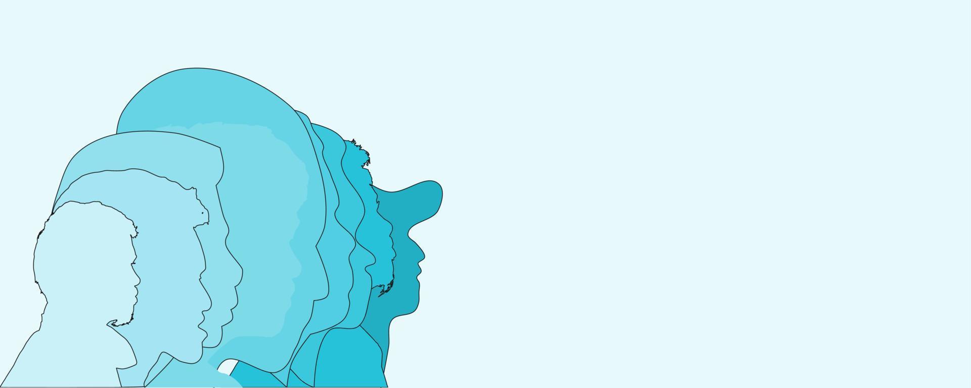 People of different ethnicities stand side by side together vector