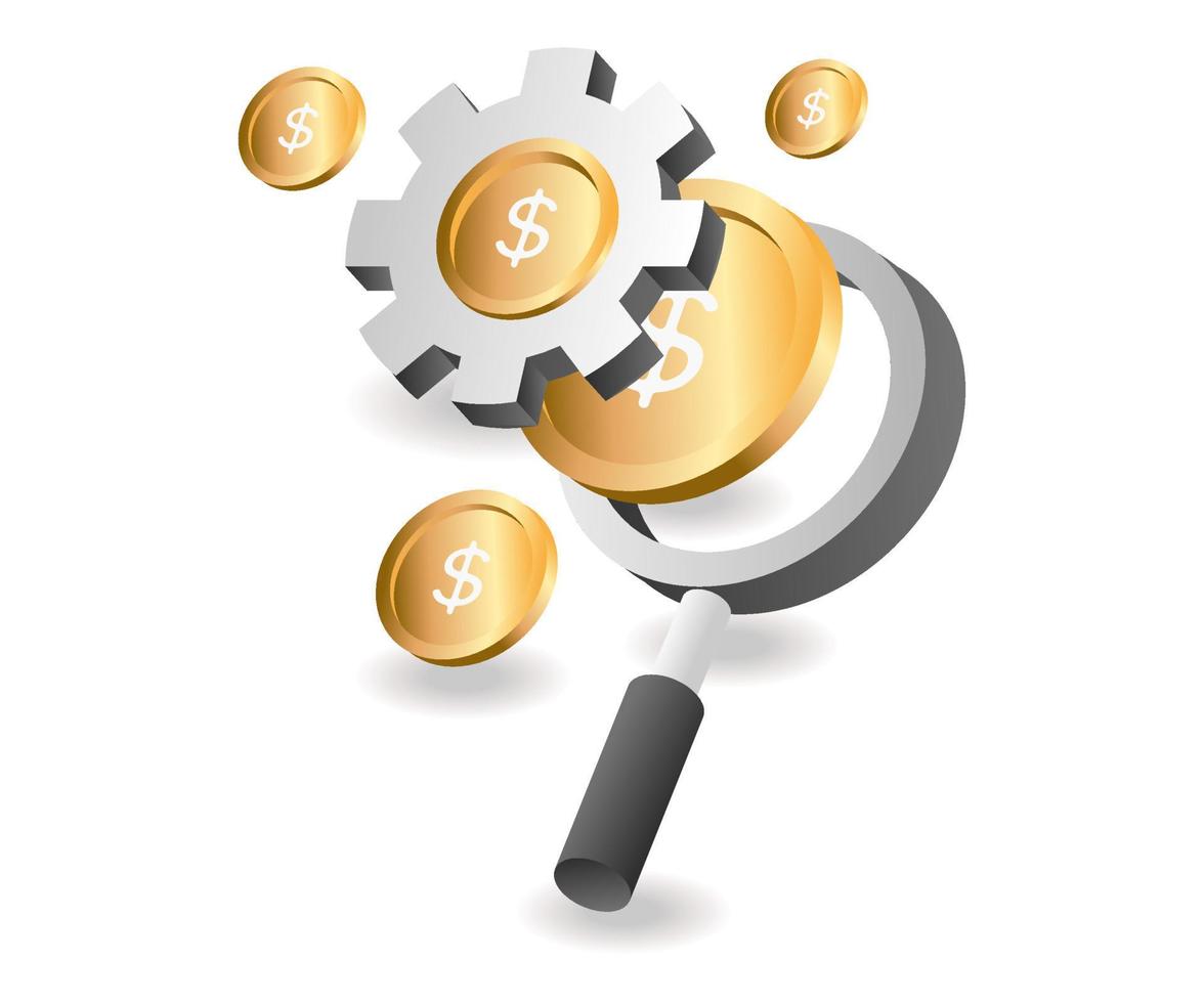 Flat isometric illustration concept. business process of making money vector