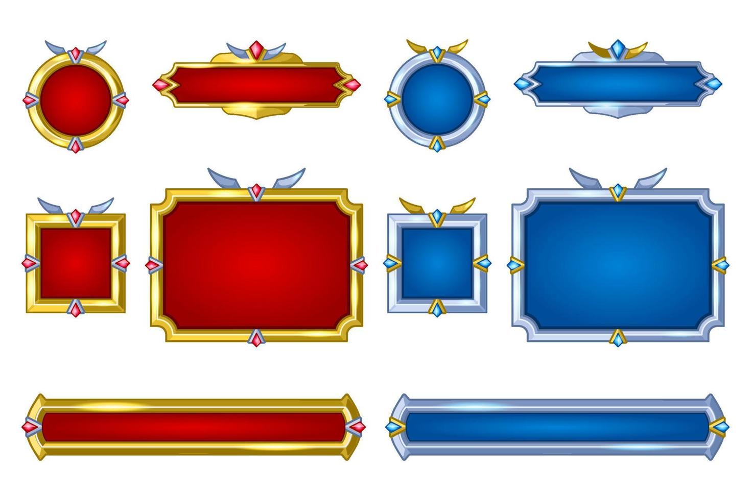 Set medieval metallic frame overlay game vector