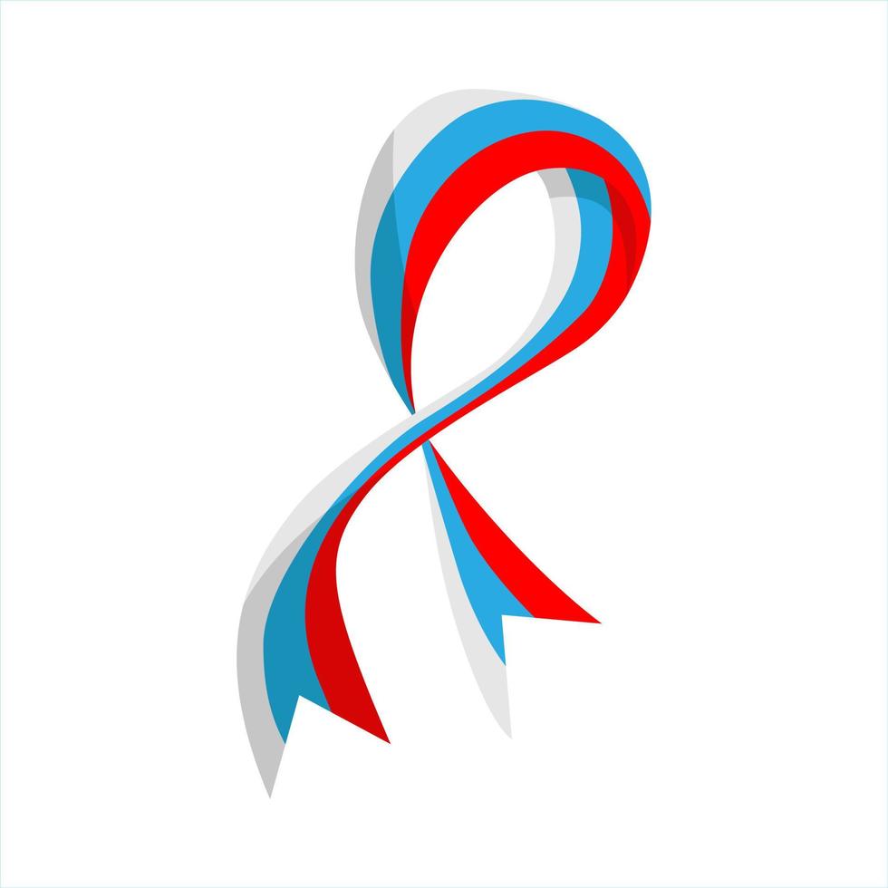 Vector illustration. Russian flag stripe ribbon on white background.