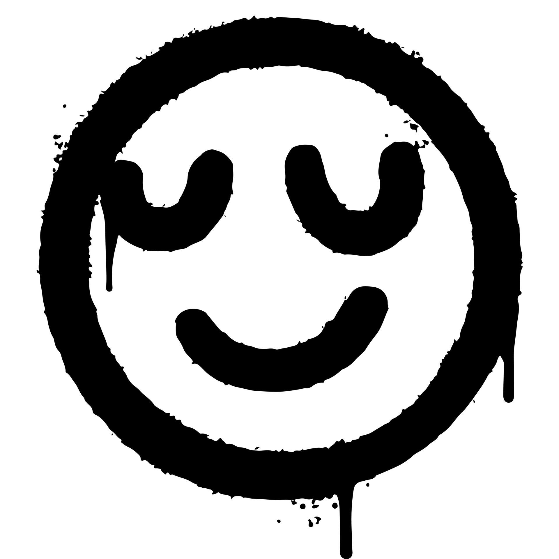 graffiti smiling face emoticon sprayed isolated on white background