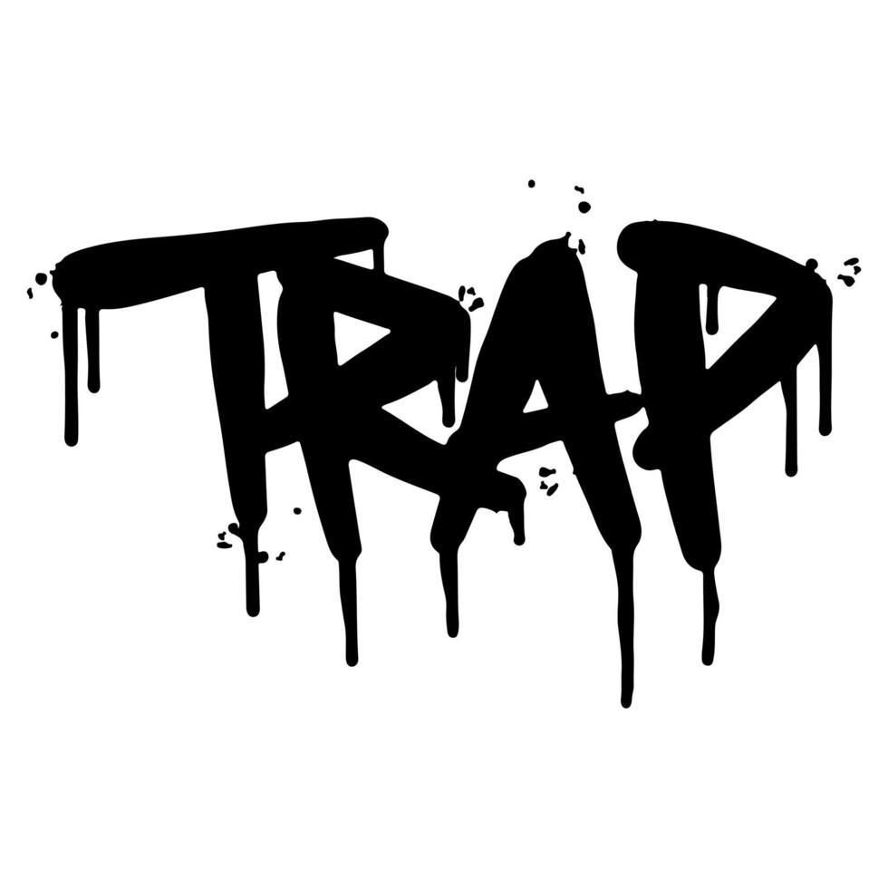 graffiti trap word sprayed isolated on white background. Sprayed trap font graffiti. vector illustration.