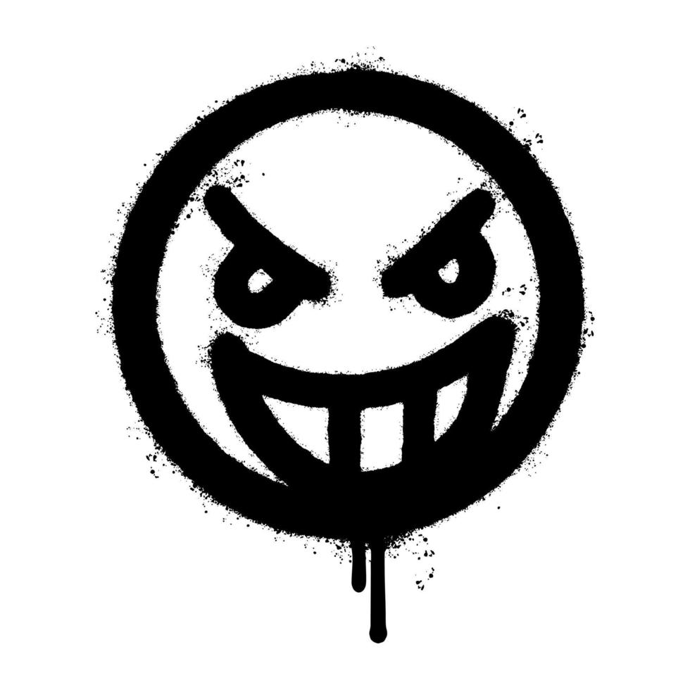 graffiti  Angry face emoticon sprayed isolated on white background. vector illustration.