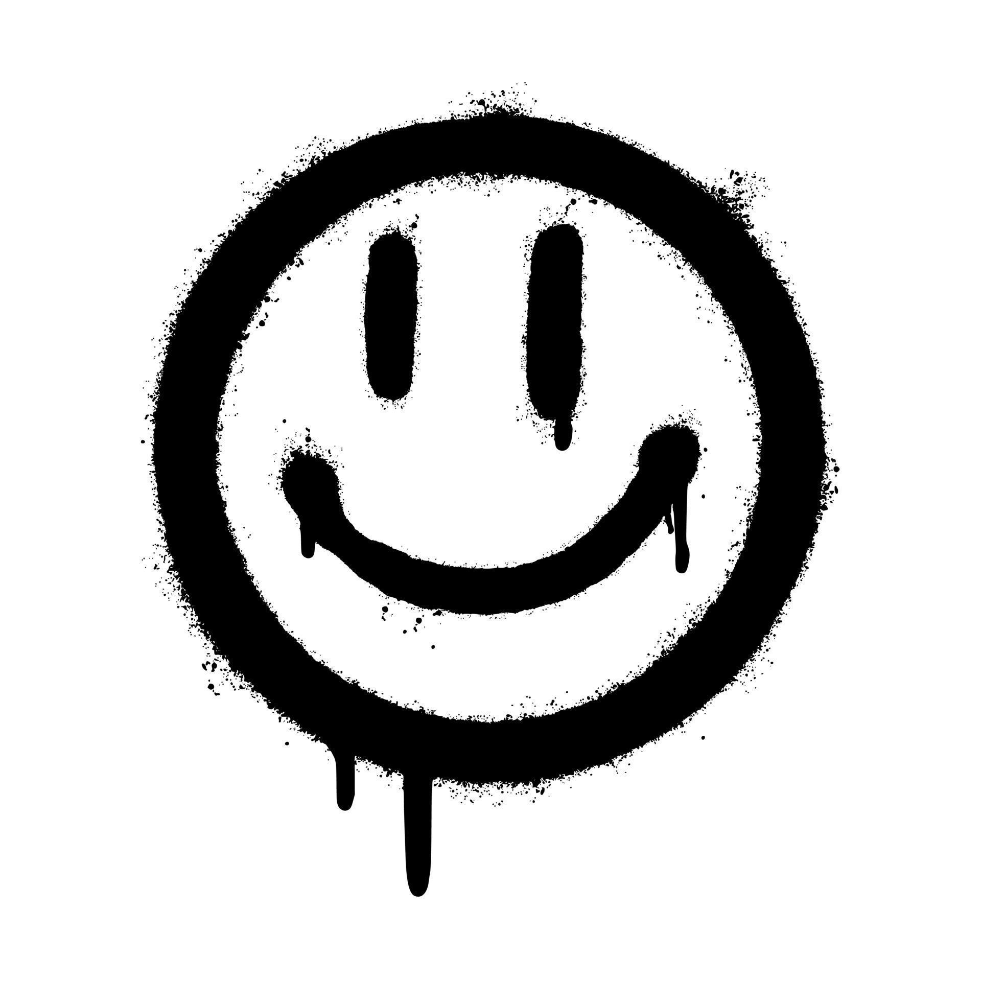 graffiti smiling face emoticon sprayed isolated on white background