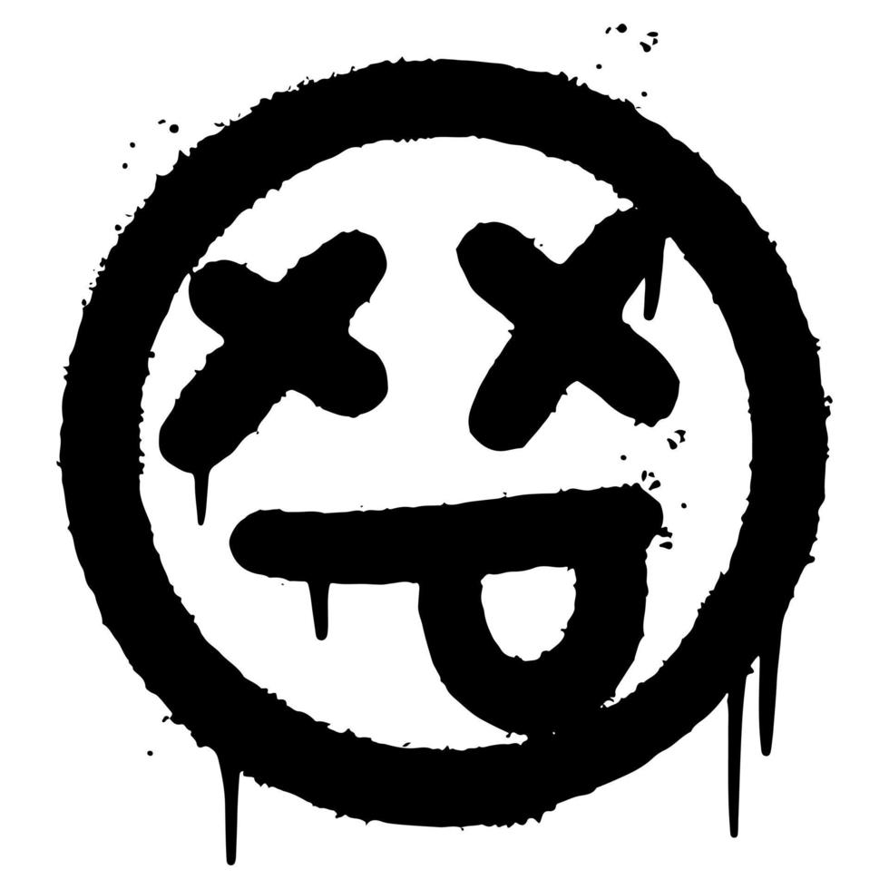 emoticono de cara enferma de miedo de graffiti rociado aislado sobre fondo blanco. ilustración vectorial vector