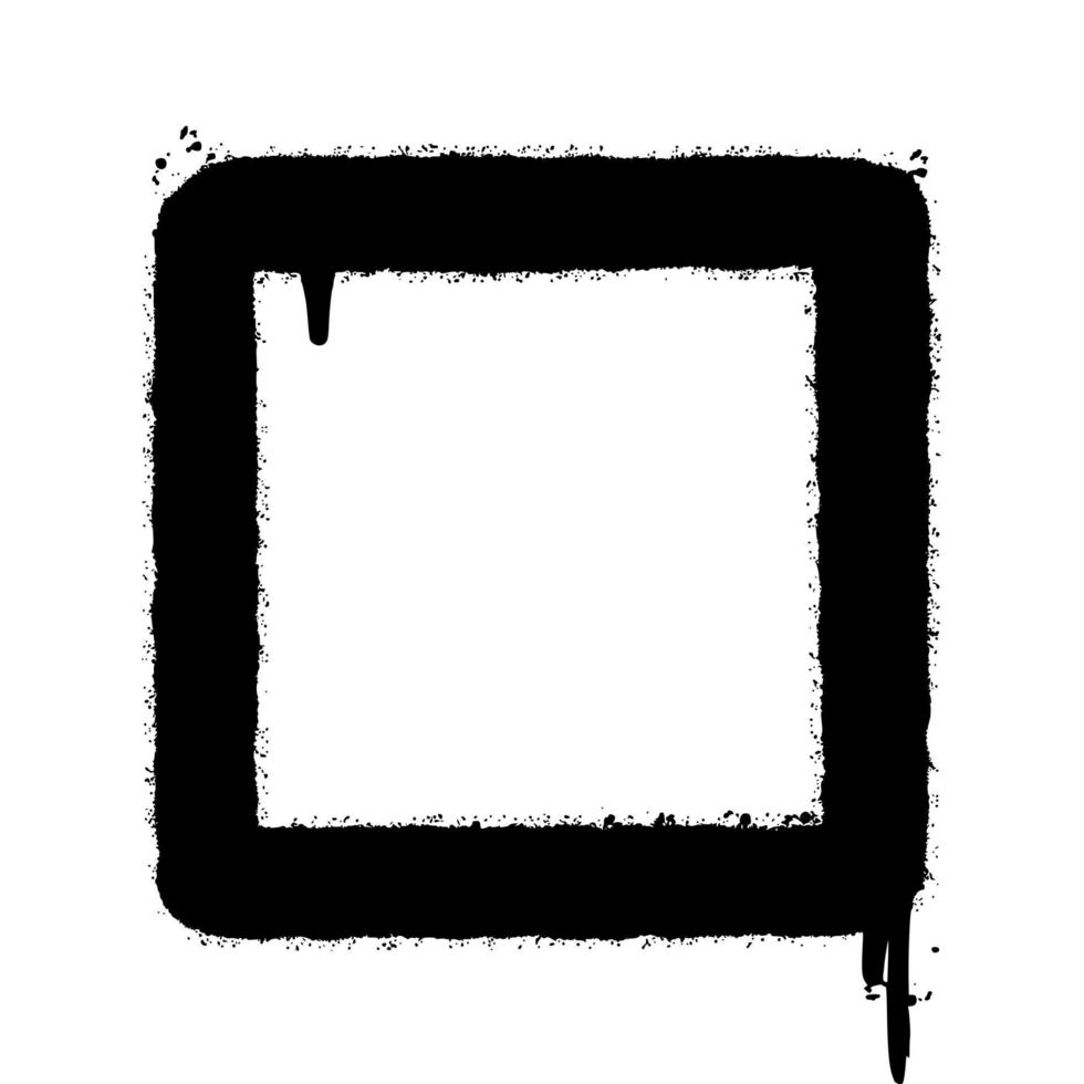 graffiti spray square frame with over spray in black over white. vector illustration.