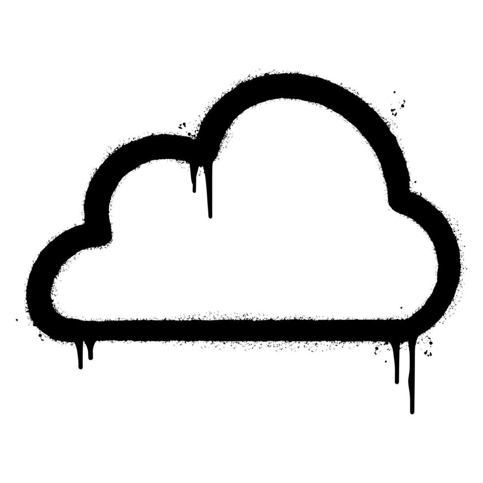graffiti spray cloud with over spray in black over white. vector illustration.