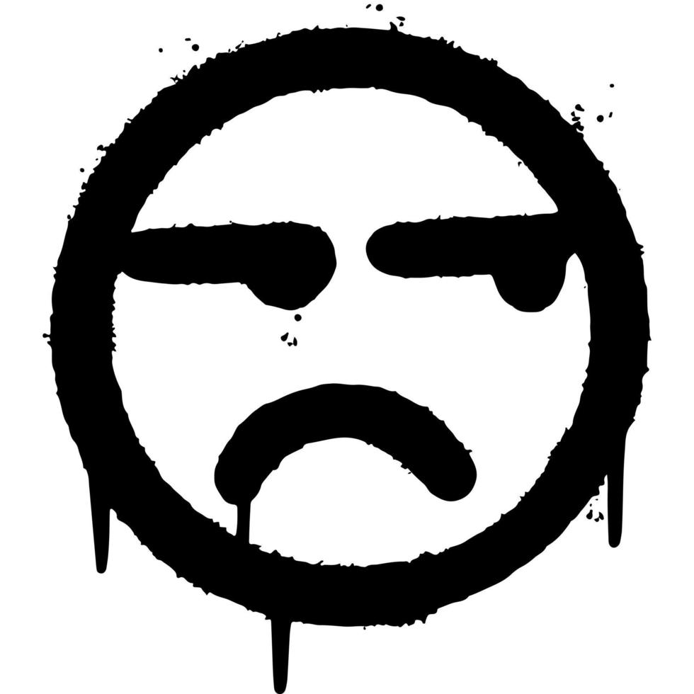 emoticono de cara enojada de graffiti rociado aislado sobre fondo blanco. ilustración vectorial vector