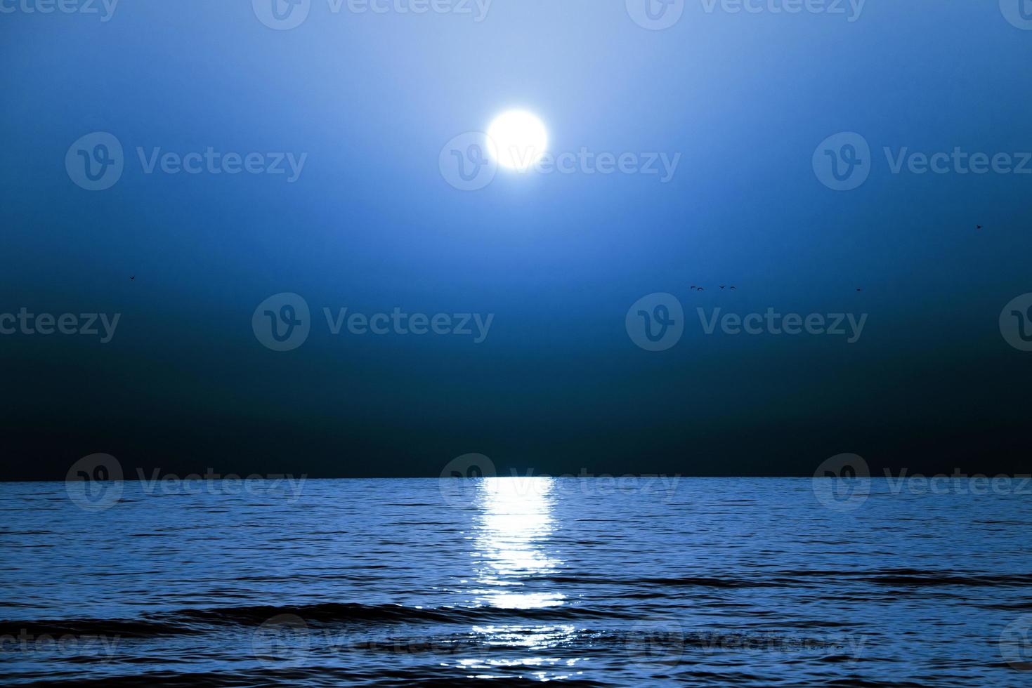 A blue night sky over the sea photo