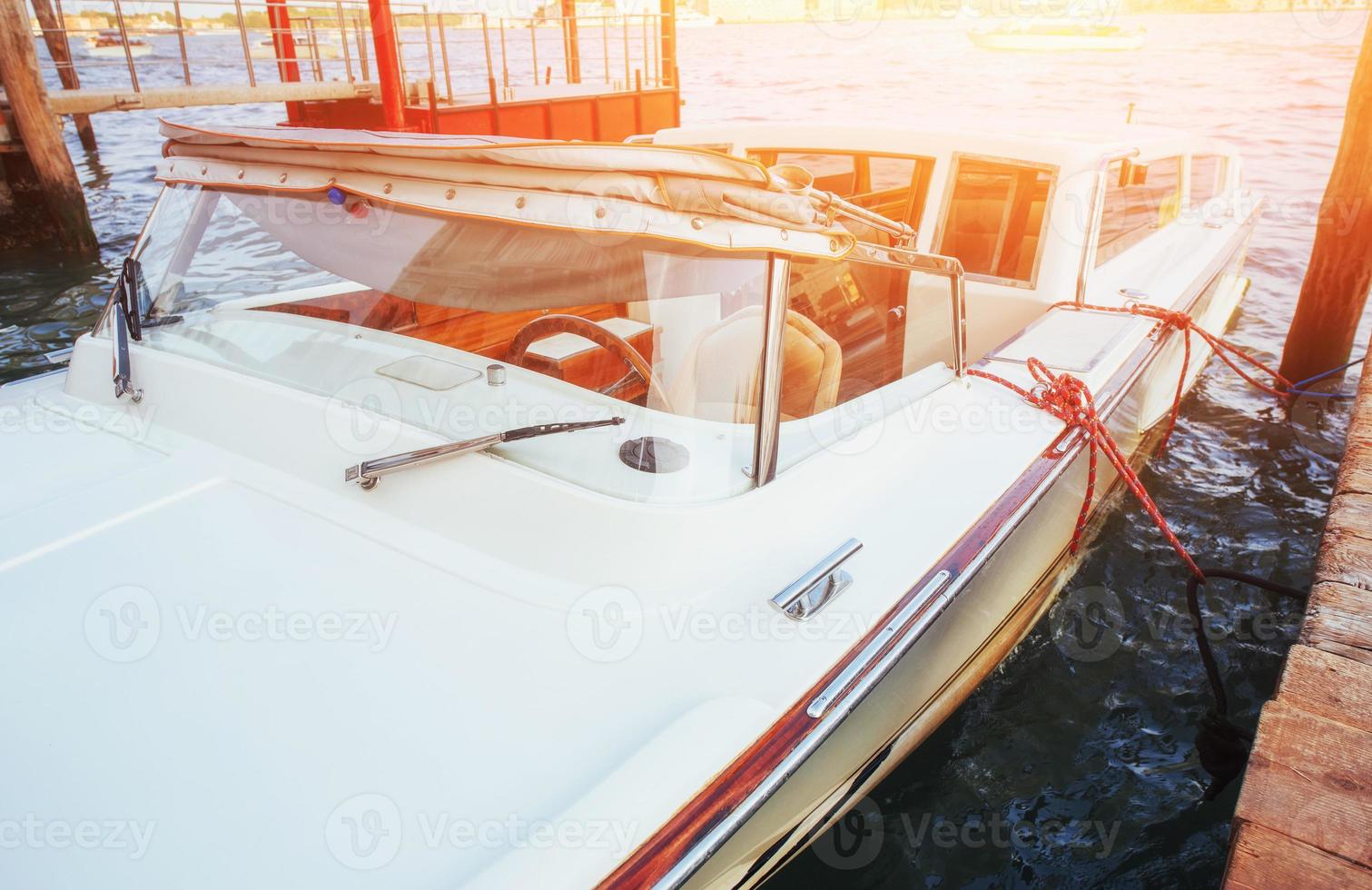 Wide angle shot of yachts in the summer time photo