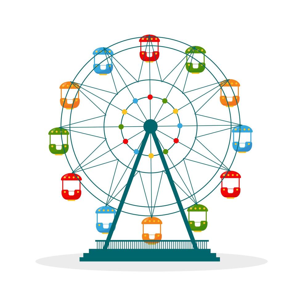 Colorful ferris wheel isolated on white background. vector