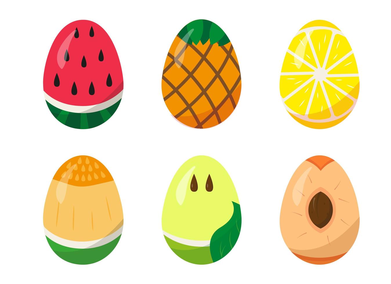 huevos de pascua pintados como frutas. vector