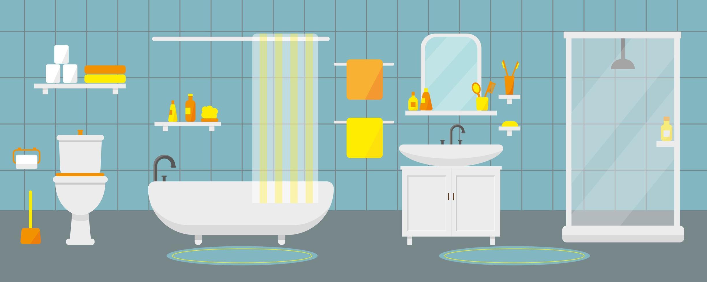 Bathroom interior with furniture. vector