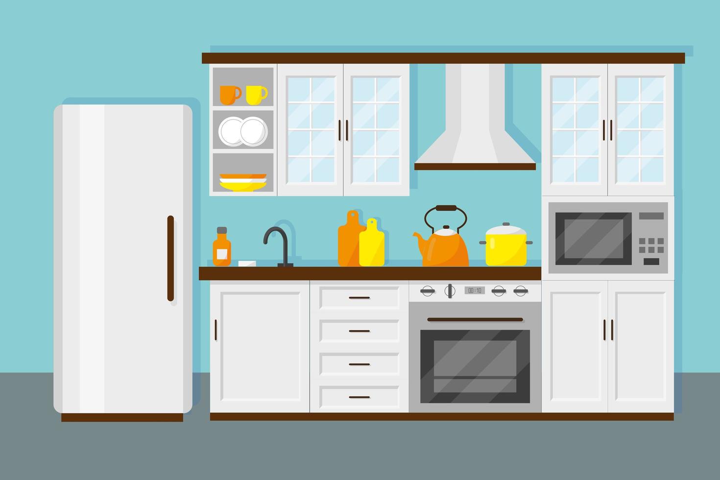 Mini kitchen for office and home vector